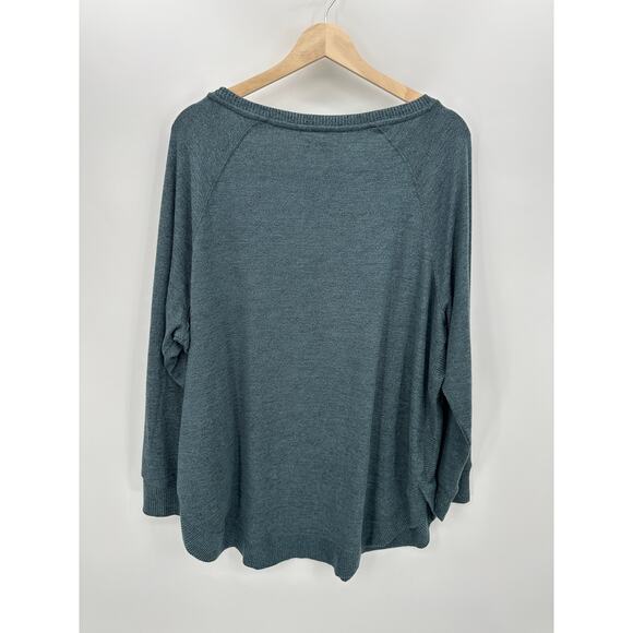 Maurices Tunic Sweater Women 2X Blue Green Scoop Neck Butter Soft NWT Long - Picture 2 of 7